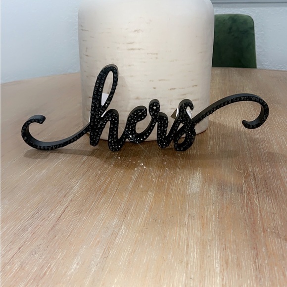 Stunning custom hers wood tabletop decor with Jet Hematite Crystals!